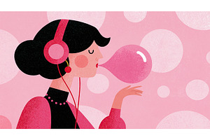 gen z girl with headphones blowing, an Arts & Entertainment Photo by Lermont51