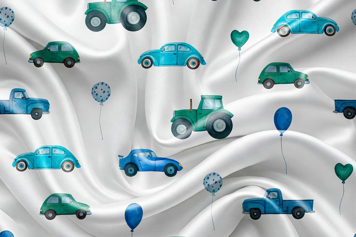 Watercolor blue cars patterns, a Pattern Graphic by PatternPalette (Photo 8 of 11)