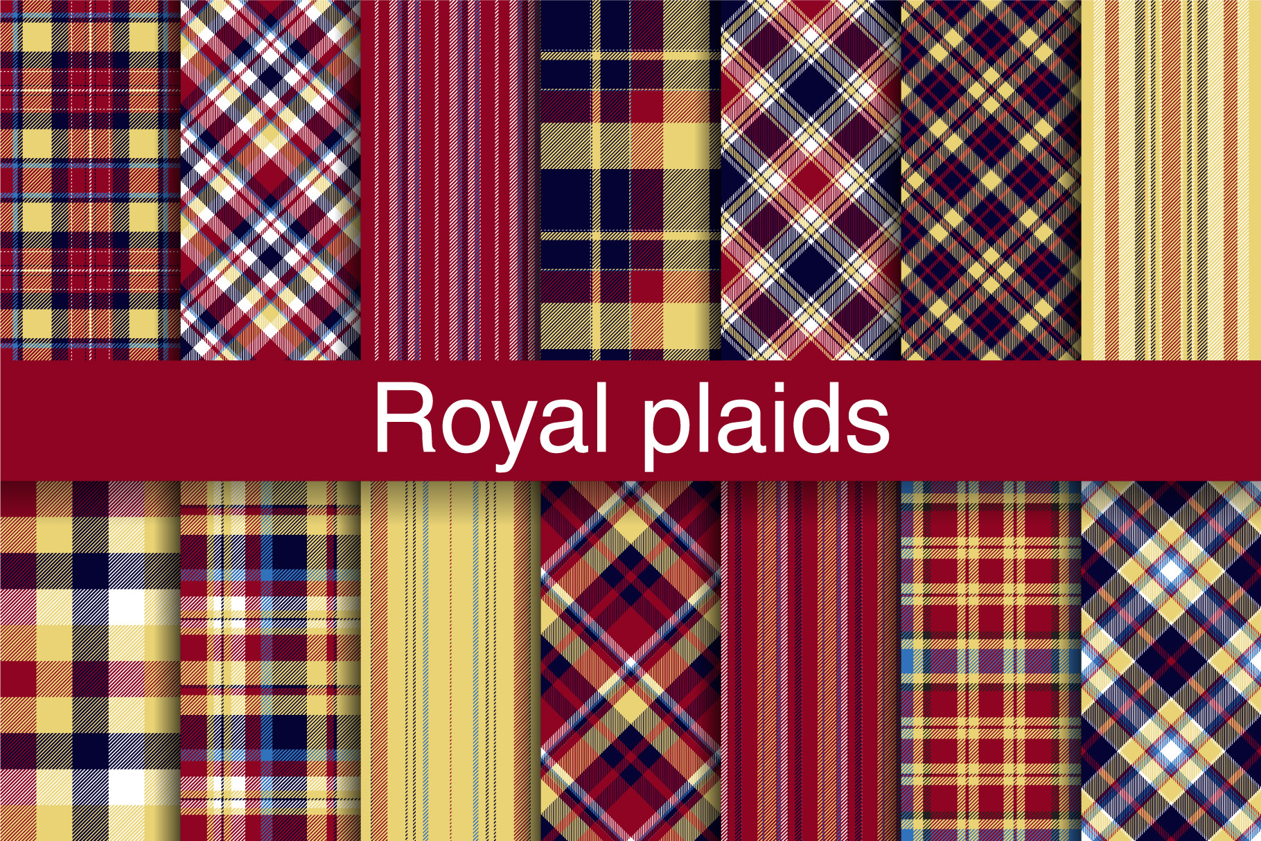 #18 Royal Golden Plaid Patterns, a Pattern Graphic by Plaid4You