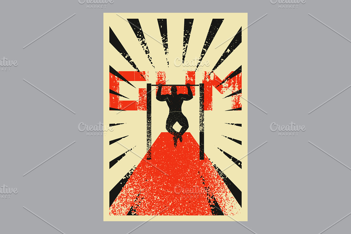 Gym vintage vector poster set., a Sport Illustration by PoPaShop (Photo 2 of 8)