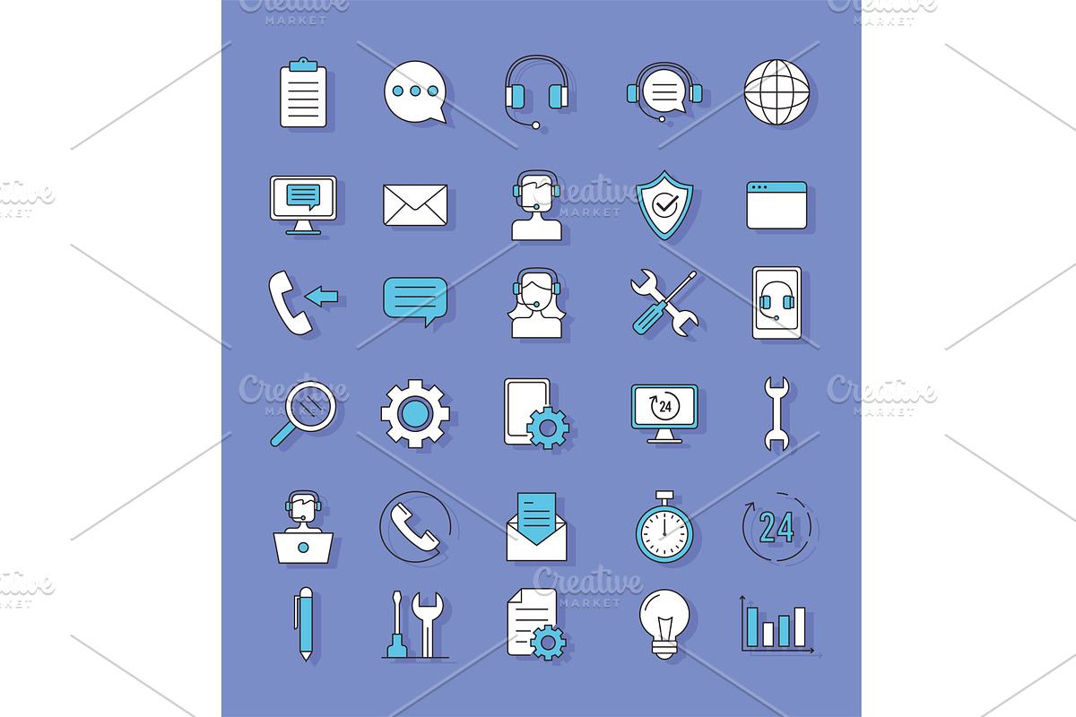 support and help icons, an Object Illustration by studiogstock