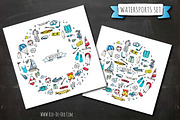 Water Sports hand drawn color icons!, an Outline Icon by Natasha-Pankina.com (Thumbnail 3 of 5)