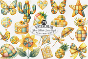 Yellow Patchwork Summer Clipart, an Illustration by Designking (Thumbnail 1 of 4)