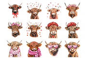 Valentine Haighland Cow, an Illustration by Design Market (Thumbnail 3 of 3)