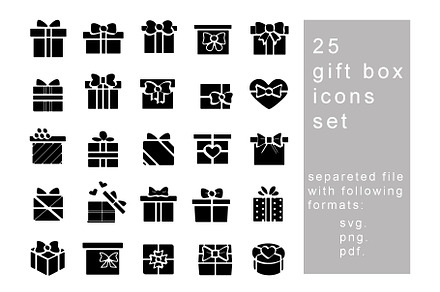 gift box icons 25 SVG PDF PNG