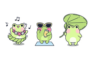 Kawaii frogs in summer outfits, an Animal Illustration by art PVP - market