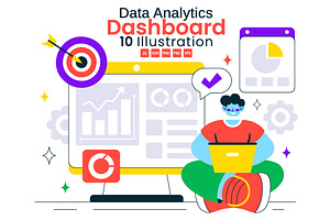 10 Data Analytics Dashboard, a Technology Illustration by denayunebgt