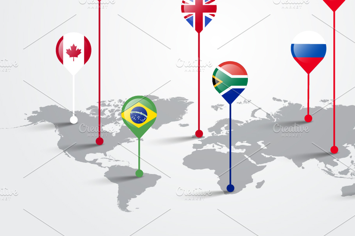 World Map With State Flag Pointer, a Background Graphic by Black White Mouse Design (Photo 2 of 3)