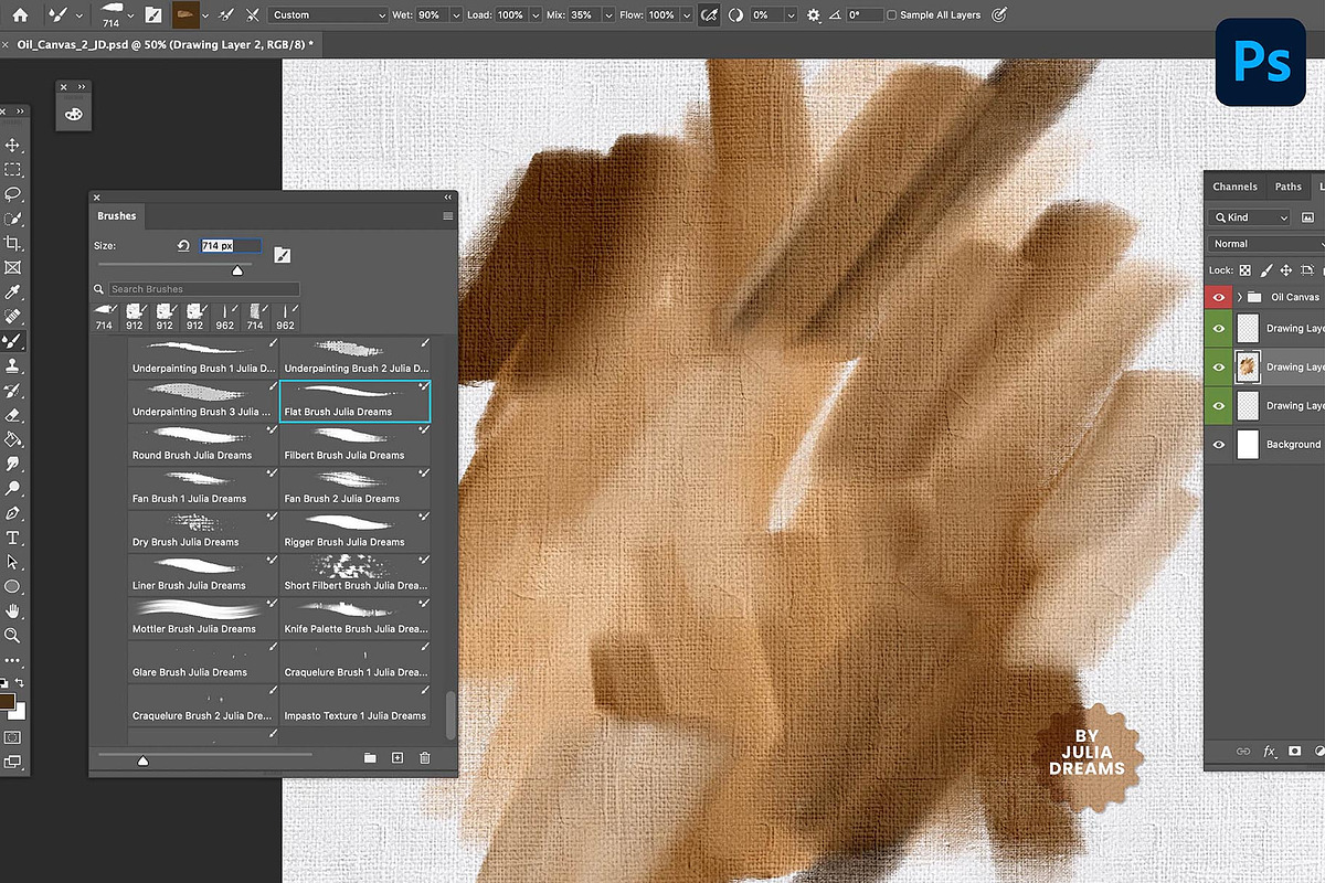 Realistic Oil Brushes Photoshop, a Brush Add-On by Julia Dreams (Photo 6 of 8)