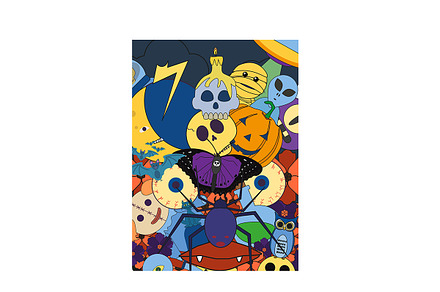 Horror doodle background  halloween