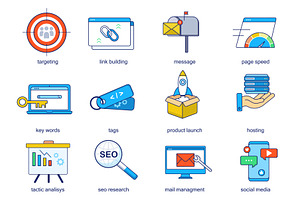 Seo Optimization Concept Line Icons