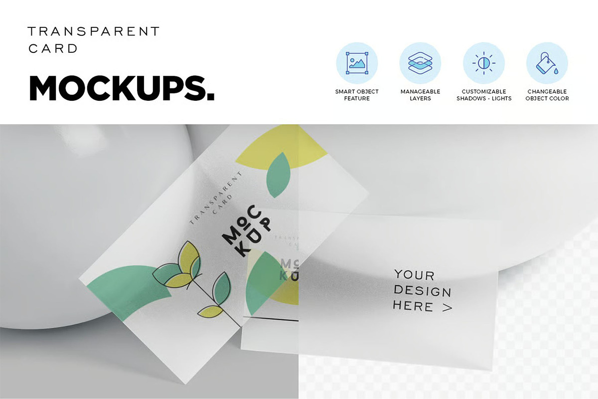 Transparent Business Card Mockups, an Advertising Mockup by megostudi0 (Photo 6 of 7)
