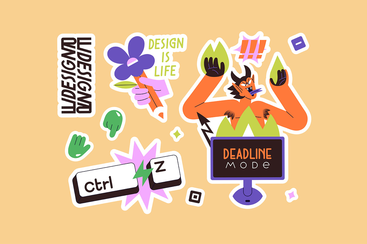 Graphic or web design sticker pack, an Object Illustration by PaperTrident (Photo 4 of 4)
