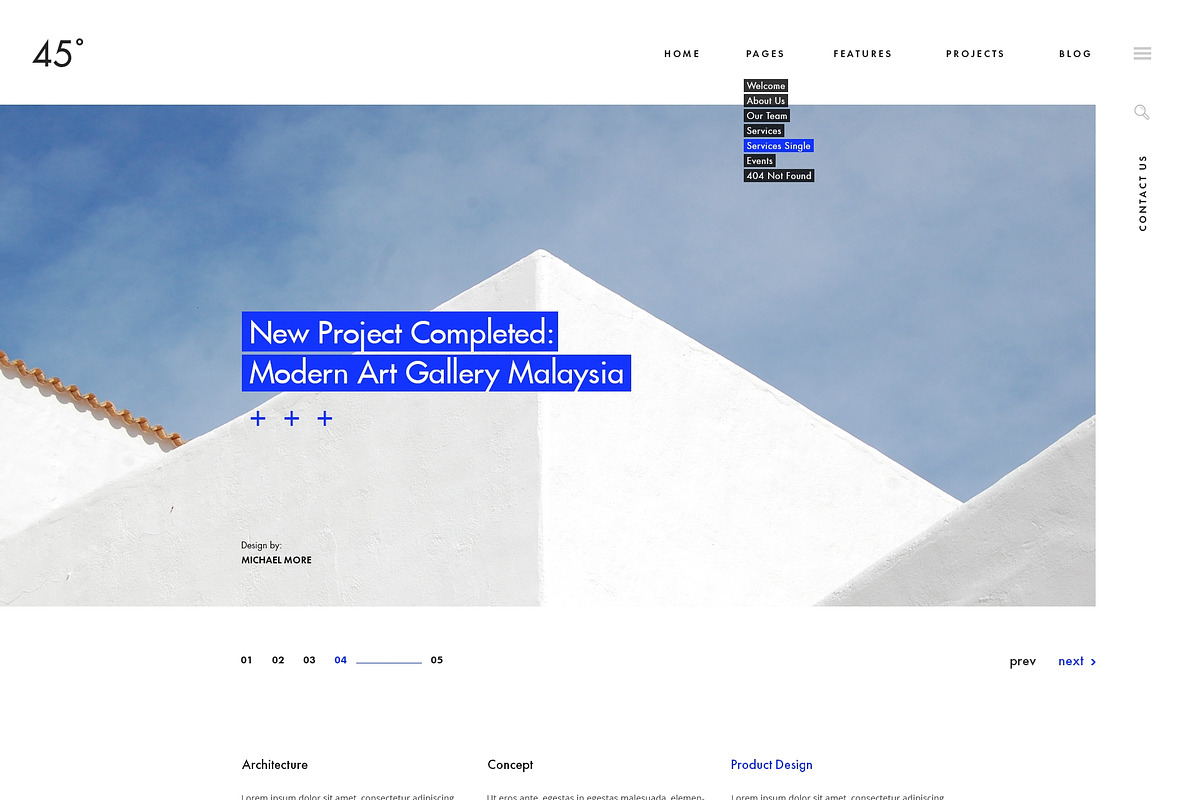 45 Degrees - Architecture Template, a Websites & App Template by Milo Studio (Photo 3 of 7)