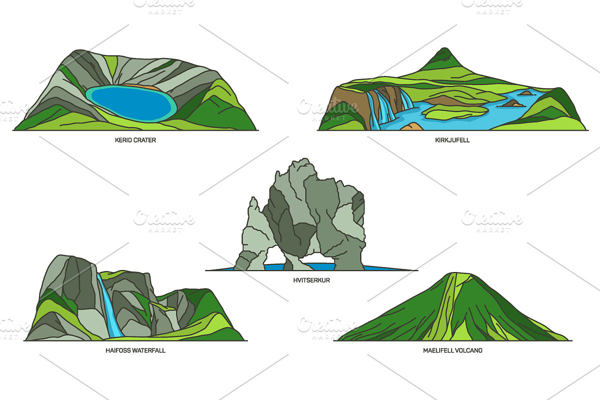 Nature sights of Island in line, an Illustration by GenziWorkshop (Photo 7 of 12)