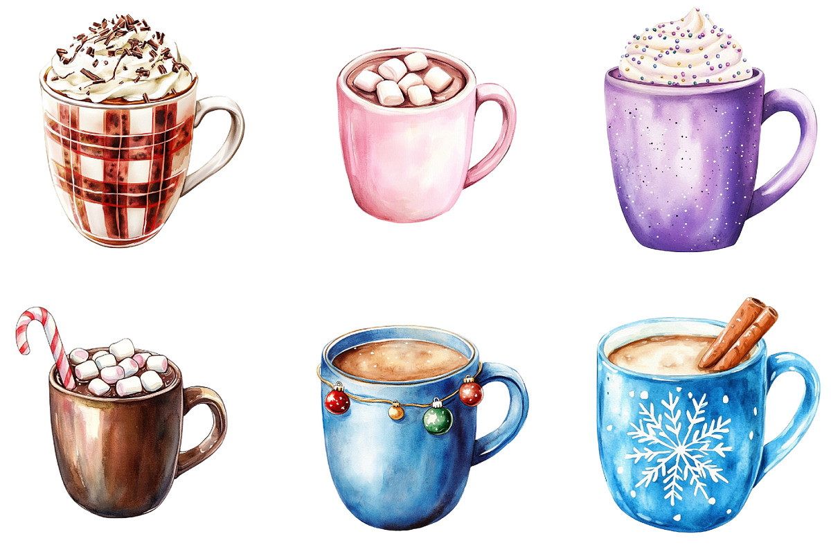 Christmas Hot Cocoa & Coffee Mugs, an Illustration by DreamArtGraphic (Photo 5 of 5)