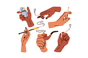 Hands hold cigarettes, smoking set, a Person Illustration by Good Studio (Thumbnail 3 of 3)