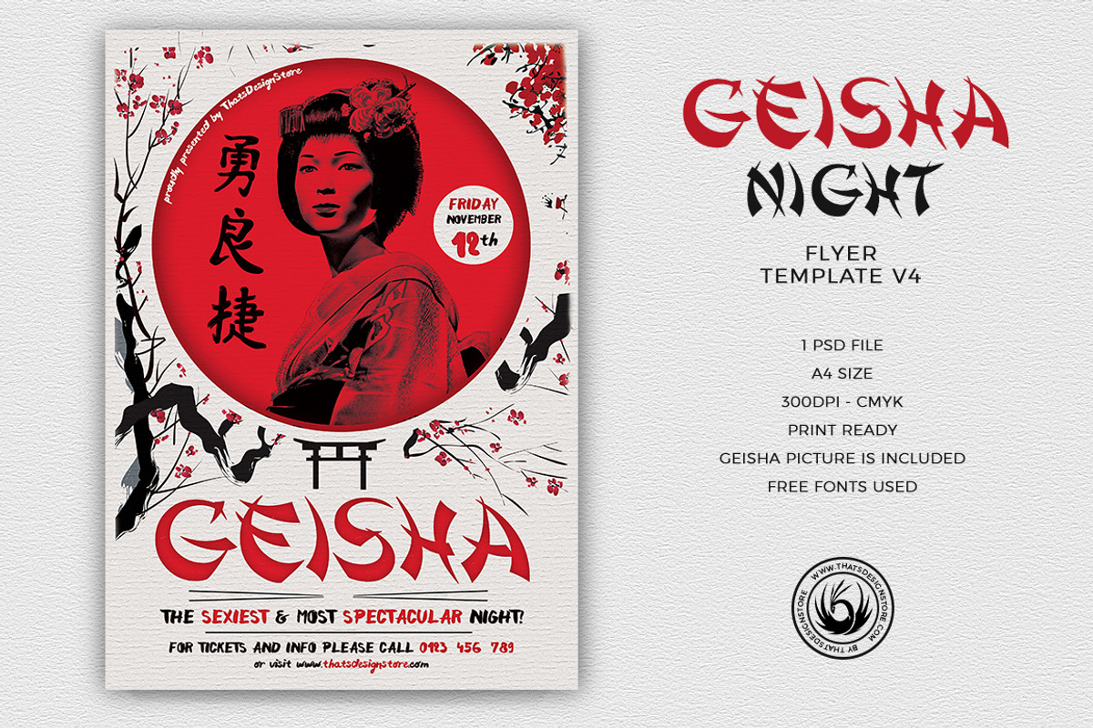 Geisha Night Flyer Template V4, a Flyer Template by ThatsDesignArt (Photo 2 of 7)
