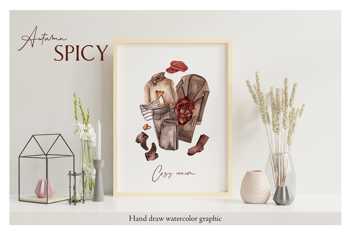 Autumn Spicy.Hand draw watercolor, an Object Graphic by ma_i_vi (Photo 4 of 10)