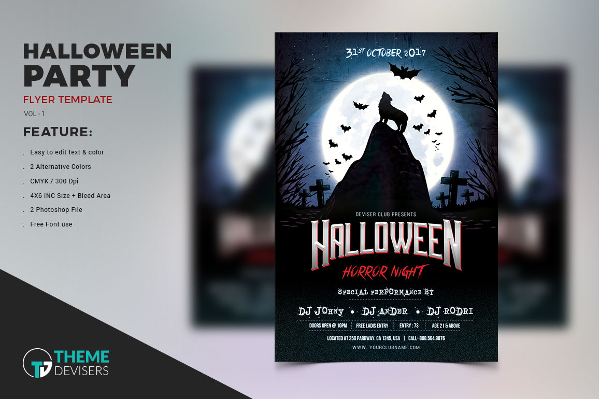 Halloween Party Flyer Template, a Flyer Template by ThemeDevisers (Photo 1 of 3)