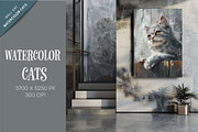 Watercolor cats. Wall art., a Decorative Illustration by KENO Mascots (Thumbnail 6 of 6)