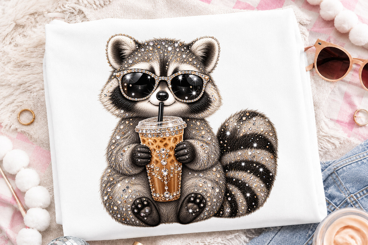 Rhinestone Funny Raccoon PNG, a Transportation Illustration by Digital Artistic99 (Photo 4 of 5)