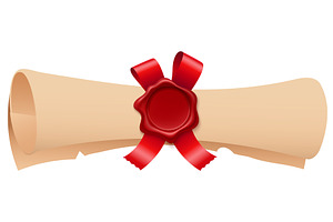 Rolled up paper scroll or diploma of, an Illustration by Vectorbuum