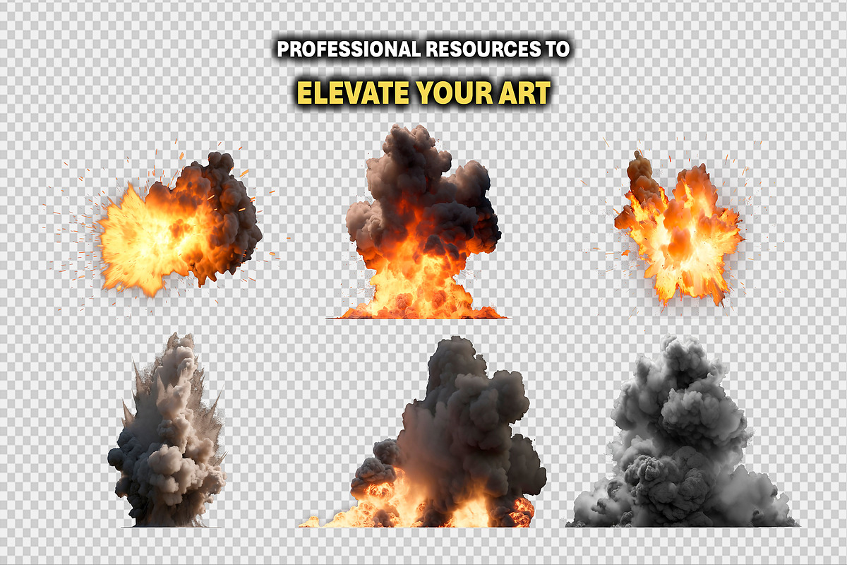 140+ Cutout Bomb Explosions Effects, an Object Graphic by Mikel Blazgad (Photo 4 of 9)