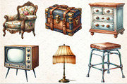 Vintage Furniture Watercolor Clipart, an Illustration by Rose Art (Thumbnail 3 of 5)