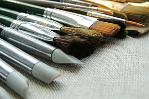 Artistic brushes and tools.