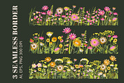 MEADOW FLOWERS: clipart & borders, a Seasonal Illustration by Elliko shop (Thumbnail 4 of 8)
