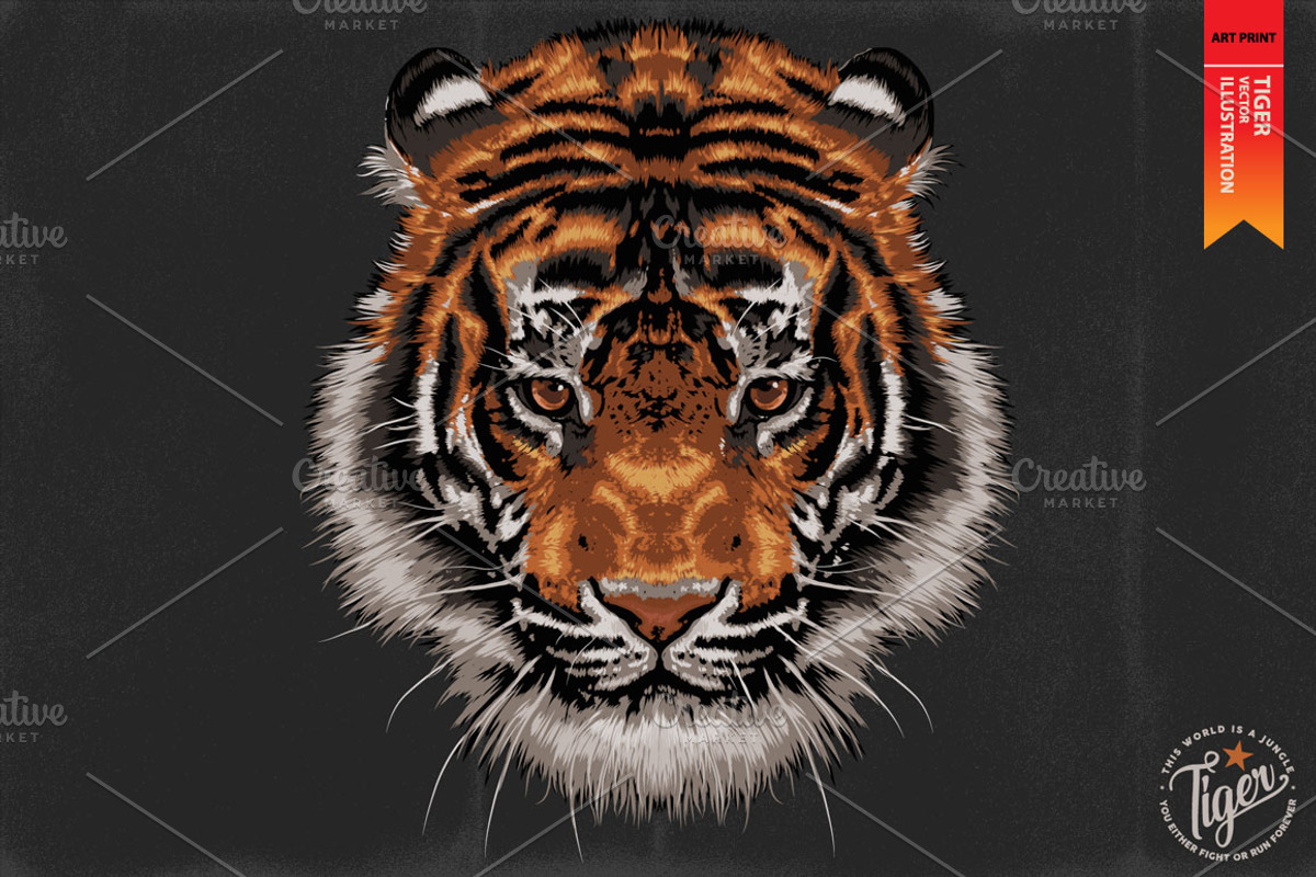 FIGHTER - Tiger vector illustration, an Animal Illustration by Artistic & Unique (Photo 2 of 17)
