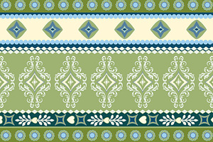 Green Forest Folk Art Border Pattern, a Pattern Graphic by Sharon Schwalbe