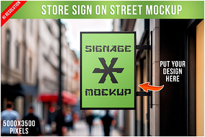 Sign Mockup on Urban Street PSD, an Advertising Mockup by Bruno's Shop
