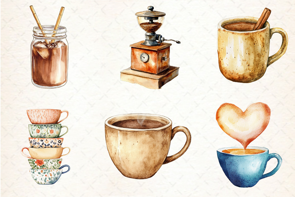 Boho Cafe Core Coffee Clipart, an Illustration by Libby Wishes (Photo 2 of 6)