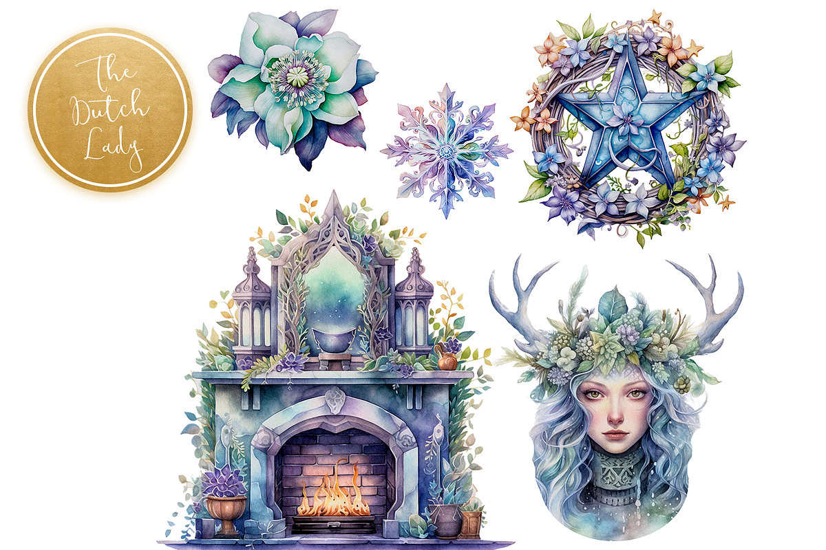 Imbolc Pagan Fest Clipart Set