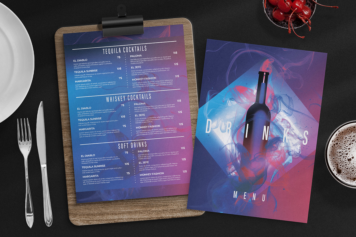 Cocktail / Drinks Menu Template, a Flyer Template by BrandPacks (Photo 1 of 5)