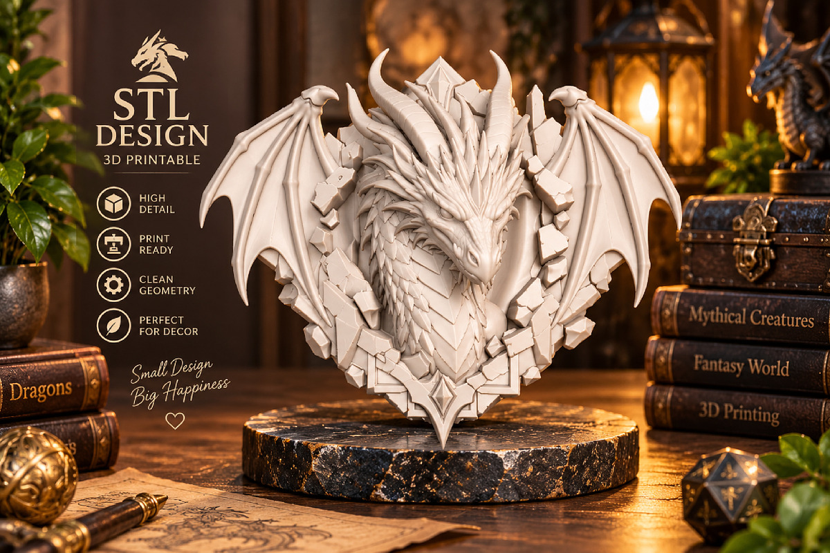 Dragon Wall Decor 3D Print STL, an Animal 3D Model by Creative Art (Photo 1 of 3)