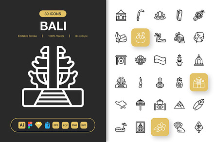 Bali Icons, an Outline Icon by Spacepixel Creative