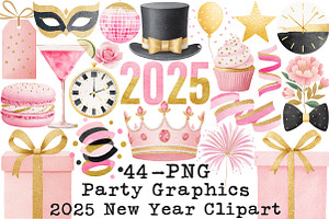 2025 New Year Clipart, Party Graphic, an Illustration by Libby Wishes
