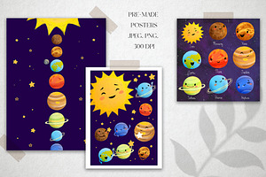 Solar System. Cute Planets Clipart