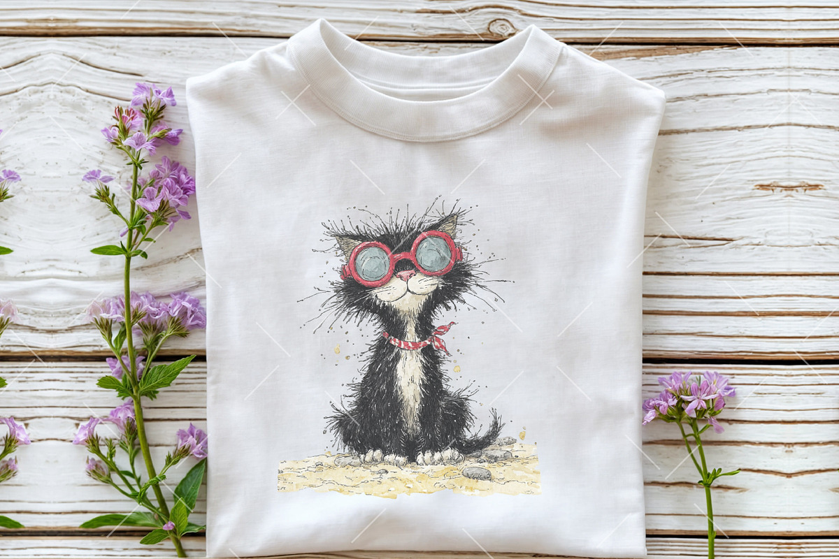 Whimsical Summer Black Cat Clipart, an Illustration by OK Design (Photo 6 of 6)
