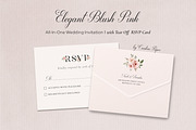 Pink Roses All-In-One Wedding Invite, a Background Graphic by by creative paper (Thumbnail 4 of 4)