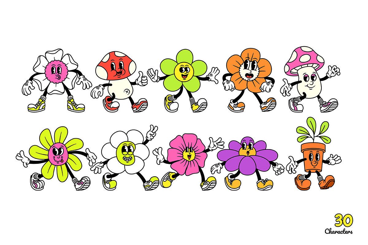 Floral Fellows Cartoon Characters, an Illustration by The Isian (Photo 4 of 14)