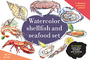 Watercolor shellfish set, an Animal Illustration by miminoshka (Thumbnail 1 of 7)