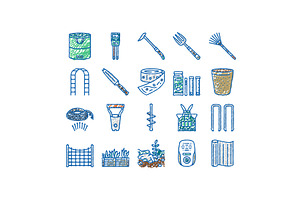 garden tool shovel rake icons hand, an Object Illustration by pikepicture
