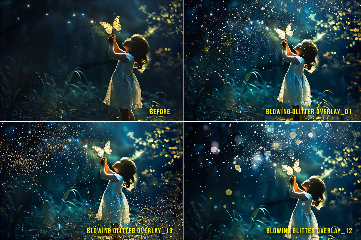 Blowing glitter bokeh PNG overlays, a Layer Style Add-On by Walllow Creatives (Photo 2 of 6)
