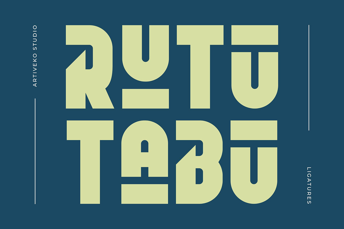 Rutu Tabu Creative Sans Font, a Sans Serif Font by Artiveko (Photo 1 of 7)