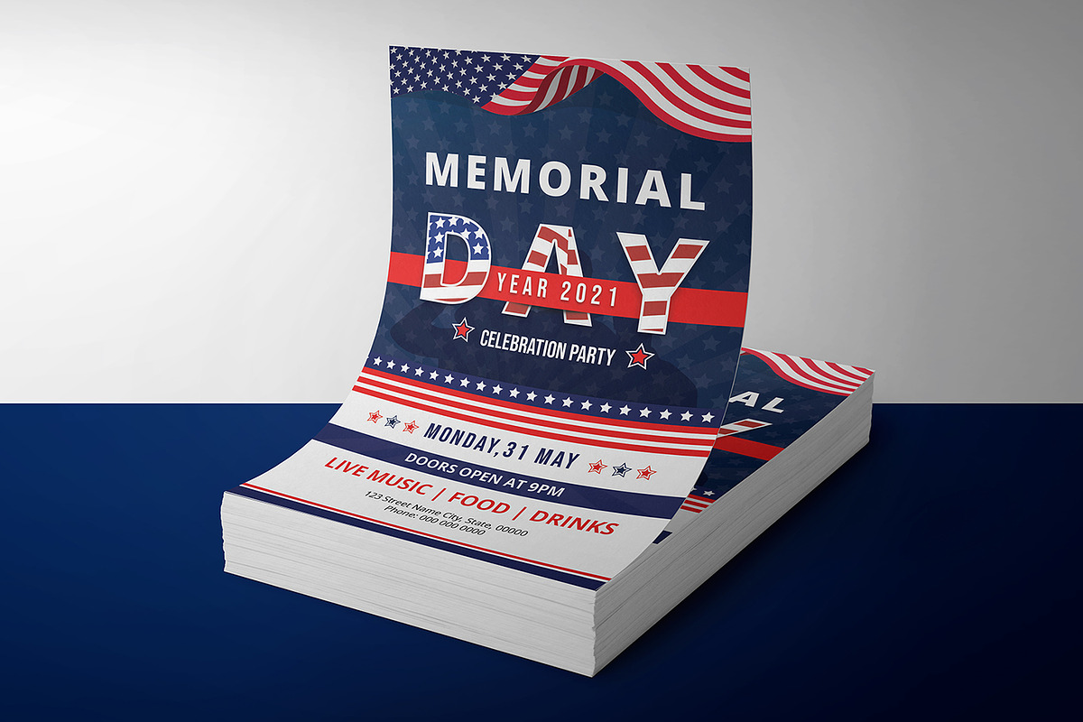 US Memorial Day Flyer, a Flyer Template by Template Shop