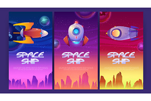 Spaceship Posters With Rockets And